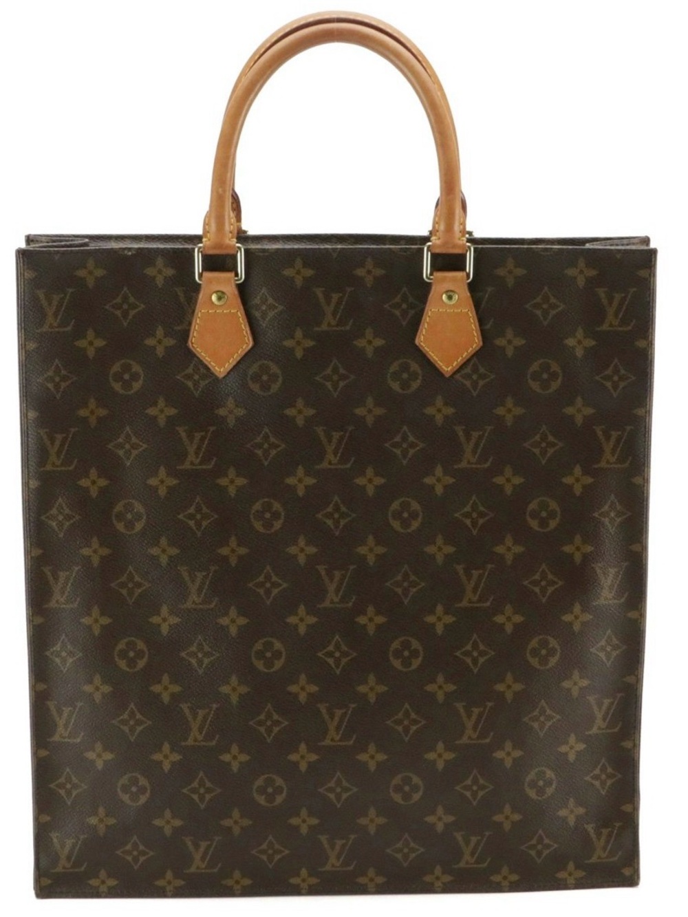 Louis Vuitton Brown Monogram Canvas Tote with Tan Handles